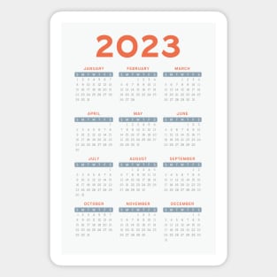 Minimal 2023 Calendar in Dusty Pastel Orange and Blue Magnet